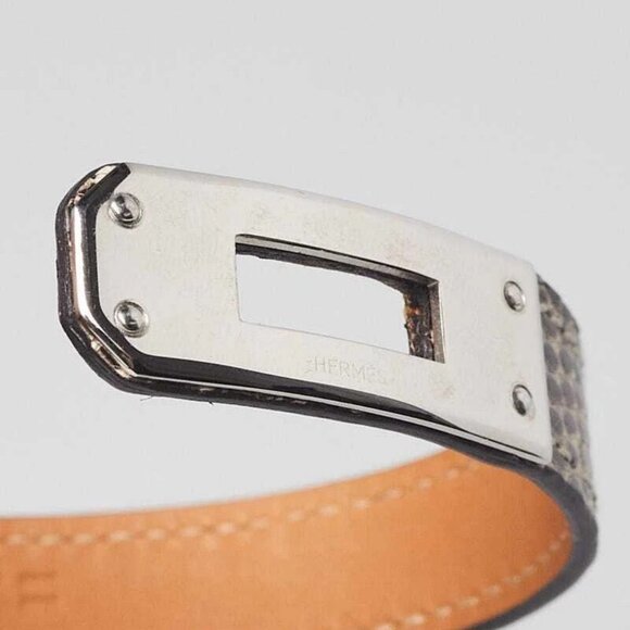 Hermes Ombre Lizard Palladium Plated Kelly Double Tour Bracelet Size T2 - Picture 6 of 10